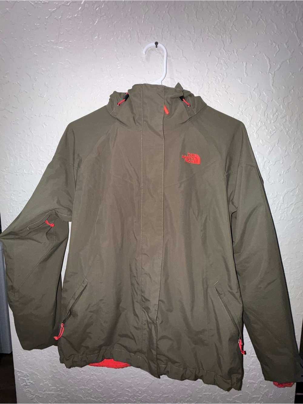 The North Face Women's ThermoBall / Triclimate 3-in-1 Olive Green & Coral Jacket